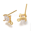 Brass Clear Cubic Zirconia Stud Earrings Finding for Women EJEW-B107-11G-2