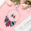 Leaf Alloy with Imitation Leather Pendant Necklace & Stud Dangle Earring SJEW-CL0001-02-7