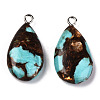 Assembled Natural Bronzite and Synthetic Turquoise Pendants G-N330-014-A01-2