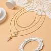 3Pcs 3 Style Natural Rose Quartz Bullet & Alloy Sun Pendant Necklaces Set with Brass Curb Chains for Women NJEW-JN04170-2