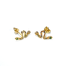 Brass Micro Pave Cubic Zirconia Stud Crawler Earrings EJEW-F201-11G