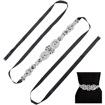 Flower Full Crystal & Montana Rhinestone Handmade Bridal Belts for Wedding Dresses AJEW-WH20006-233A-01-1