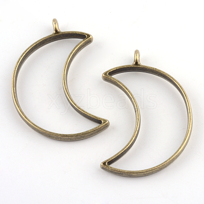 Rack Plating Alloy Open Back Bezel Pendants PALLOY-S047-39F-FF-1