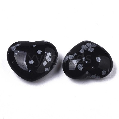 Natural Snowflake Obsidian Heart Love Stone G-N0326-56A-1