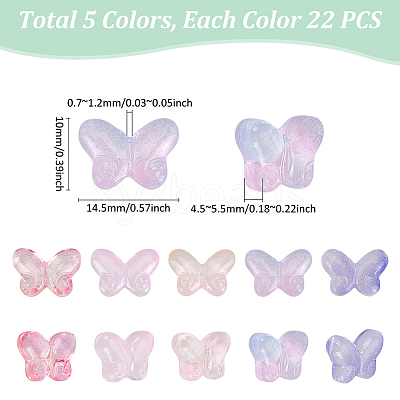 110Pcs 5 Colors Gradient Color Transparent Glass Beads GLAA-GA0002-22-1