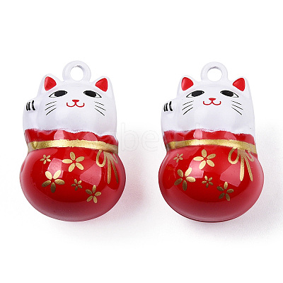 Baking Paint Brass Bell Pendants X-KKB-S002-010C-1