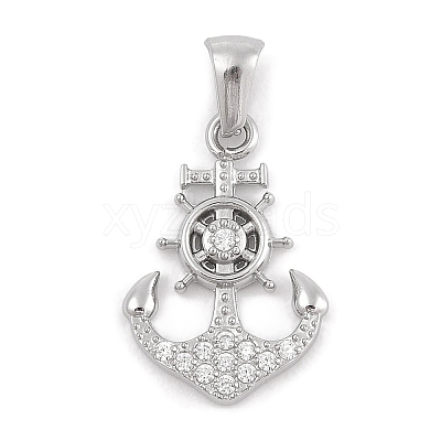 304 Stainless Steel Micro Pave Cubic Zirconia Pendants STAS-D112-03P-06-1