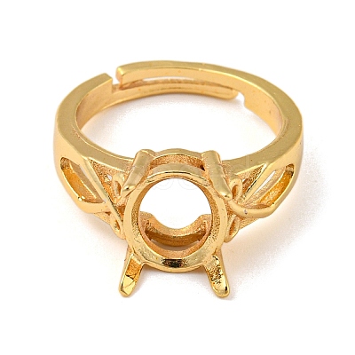 Adjustable Brass Solitaire Ring Settings KK-WH0063-11G-1
