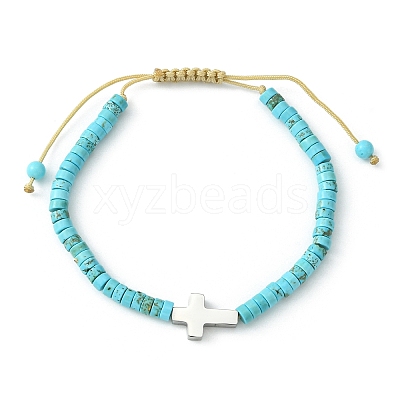2Pcs 2 Style Natural Howlite & Synthetic Turquoise Braided Bead Bracelets Set BJEW-JB09464-01-1