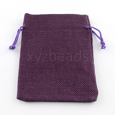 Polyester Imitation Burlap Packing Pouches Drawstring Bags X-ABAG-R005-18x13-10-1