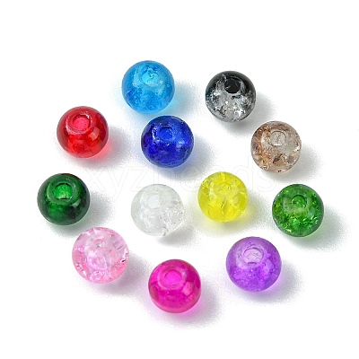 12 Colors Transparent Baking Paint Crackle Glass Beads CCG-FS0001-02B-1