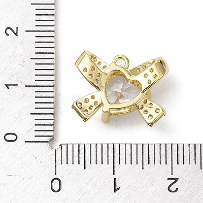 Rack Plating Brass Micro Pave Clear Cubic Zirconia Pendants KK-H463-10G-01-1