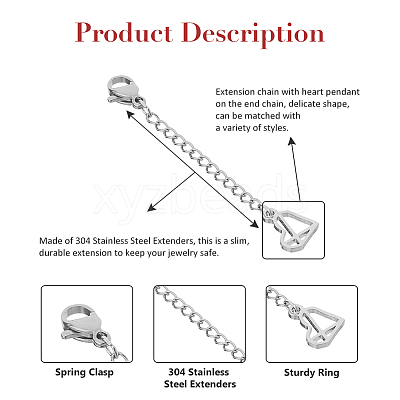 2Pcs 2 Styles 304 Stainless Steel Chain Extender STAS-FH0002-31P-1