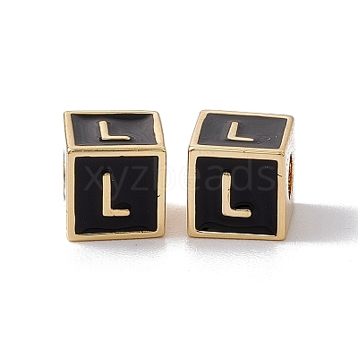 Rack Plating Brass Enamel Beads KK-B060-04G-01L-1