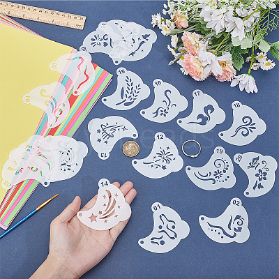 20Pcs PET Tattoo Stencil Templates AJEW-WH20141-12-1