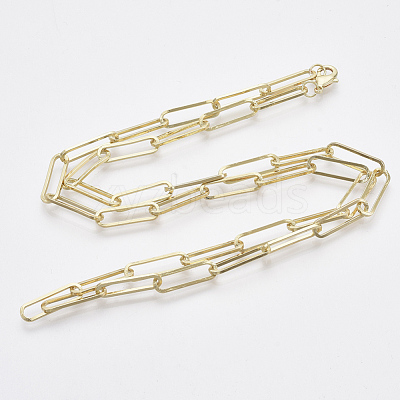 Brass Flat Oval Paperclip Chain Necklace Making MAK-S072-07B-LG-1