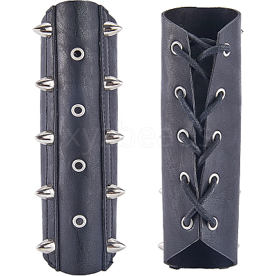 Adjustable PU Leather Cord Bracelet with Wax Cord AJEW-WH0415-24B-1