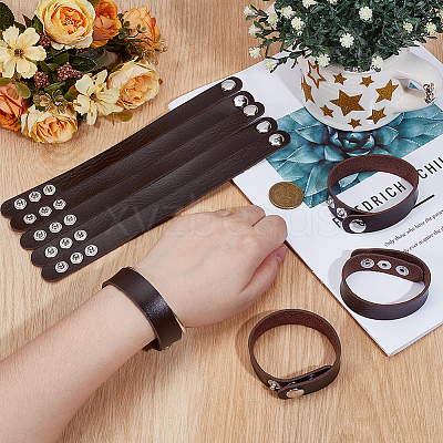 15Pcs Imitation Leather Simple Plain Cord Bracelet with Alloy Buckles BJEW-ME0001-06A-1