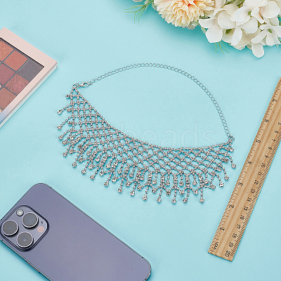 Crystal Rhinestone Bib Necklace NJEW-FG0001-01P-1