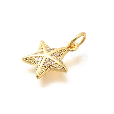 Brass Micro Pave Clear Cubic Zirconia Pendants KK-Q040-01H-G-1