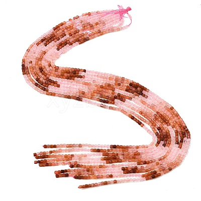 Gradient Natural Red Rabbit Hair Rutilated Quartz & Natural Rose Quartz Beads Strands GG-CBA4808-B02-02-1