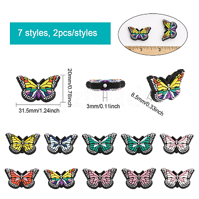 14Pcs 7 Colors Silicone Beads SIL-CA0002-58-1