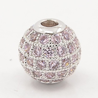 Thistle CZ Jewelry Findings Brass Micro Pave Cubic Zirconia Round Beads ZIRC-M015-13P-NR-1