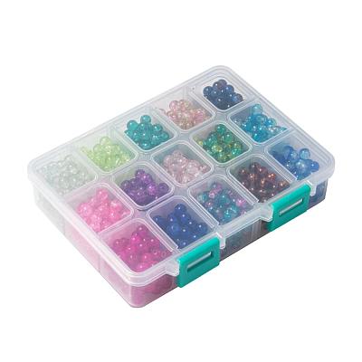 Spray Painted Crackle Glass Beads Strands CCG-JP0001-03B-1