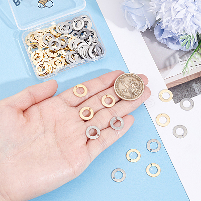 120Pcs 2 Colors 201 Stainless Steel Charms STAS-BC0010-54-1