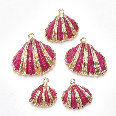 Spray Paint & Electroplate Sea Shell Pendants X-SSHEL-S262-09-1