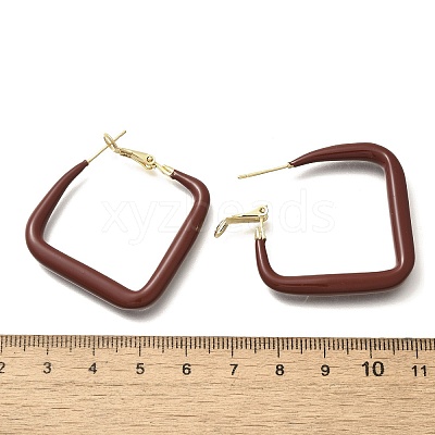 Brass Rhombus Hoop Earrings EJEW-A121-12D-G-1