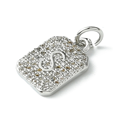 Rack Plating Brass Micro Pave Clear Cubic Zirconia Charms KK-G501-01S-P-1