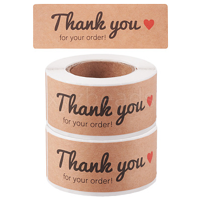 2 Rolls Rectangle Thank You Theme Paper Stickers DIY-TA0013-47A-1