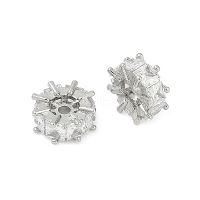 Brass Micro Pave Cubic Zirconia Beads KK-H202-10P-1