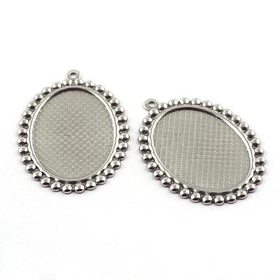 Tarnish Resistant Pendant Cabochon Settings STAS-Q194-16-1