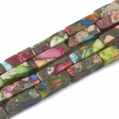 Synthetic Gold Line Imperial Jasper Beads Strands G-S321-001-1