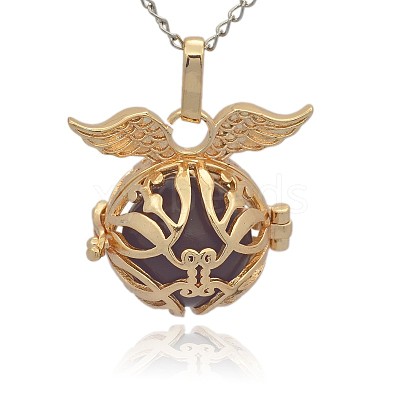 Golden Tone Brass Cage Pendants KK-J213-08G-1