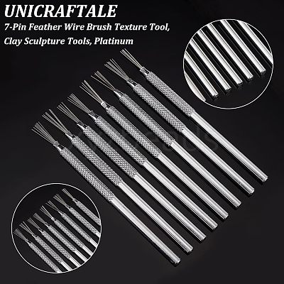 8Pcs Stainless Steel Clay Pottery Sculpture Feather Wire Texture Tool DIY-UN0003-25-1