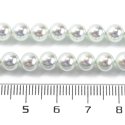 UV Plating Pearlized Glass Pearl Beads Strands GLAA-F128-01A-T13-1