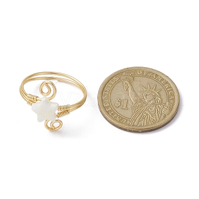 Natural Shell Cuff Ring RJEW-JR00645-01-1