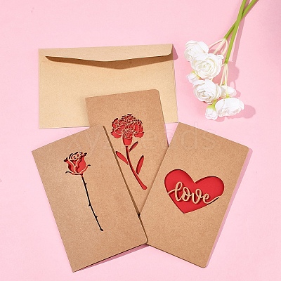 3 Sets 3 Styles Kraft Paper Greeting Cards AJEW-FS0001-28-1