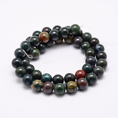 Natural Indian Bloodstone Beads Strands G-G735-33-6mm-1