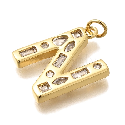 Brass Micro Pave Clear Cubic Zirconia Pendants KK-G521-01G-N-1