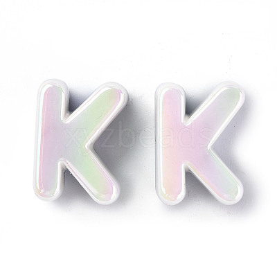 Opaque Rainbow Iridescent Acrylic Beads OACR-P010-22A-1
