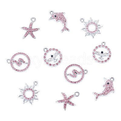 10Pcs 5 Styles Alloy Pendants FIND-TADJ0001-26B-1