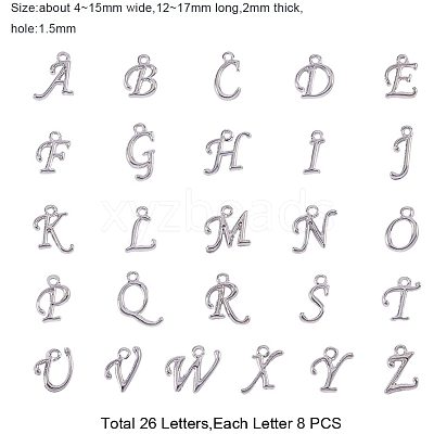 Alloy Mixed Letter Pendants PALLOY-PH0012-42-1