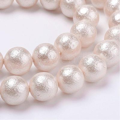 Wrinkle Textured Shell Pearl Beads Strands BSHE-E016-8mm-07-1