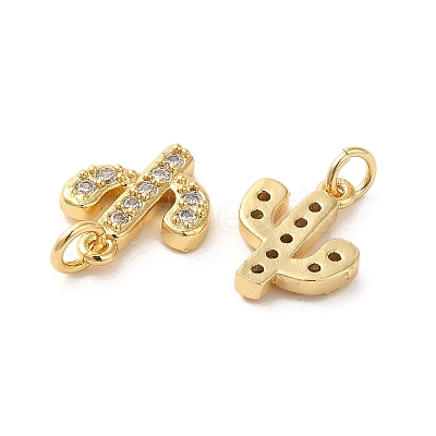 Rack Plating Brass Micro Pave Clear Cubic Zirconia Pendants KK-A206-10G-1