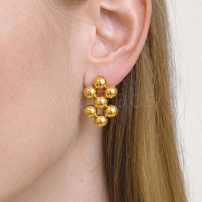 304 Stainless Steel Round Ball Stud Earrings SA-CBA5A9C-02G-1
