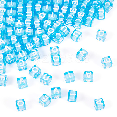 100Pcs 5 Colors Transparent Acrylic Beads TACR-TA0001-55B-1
